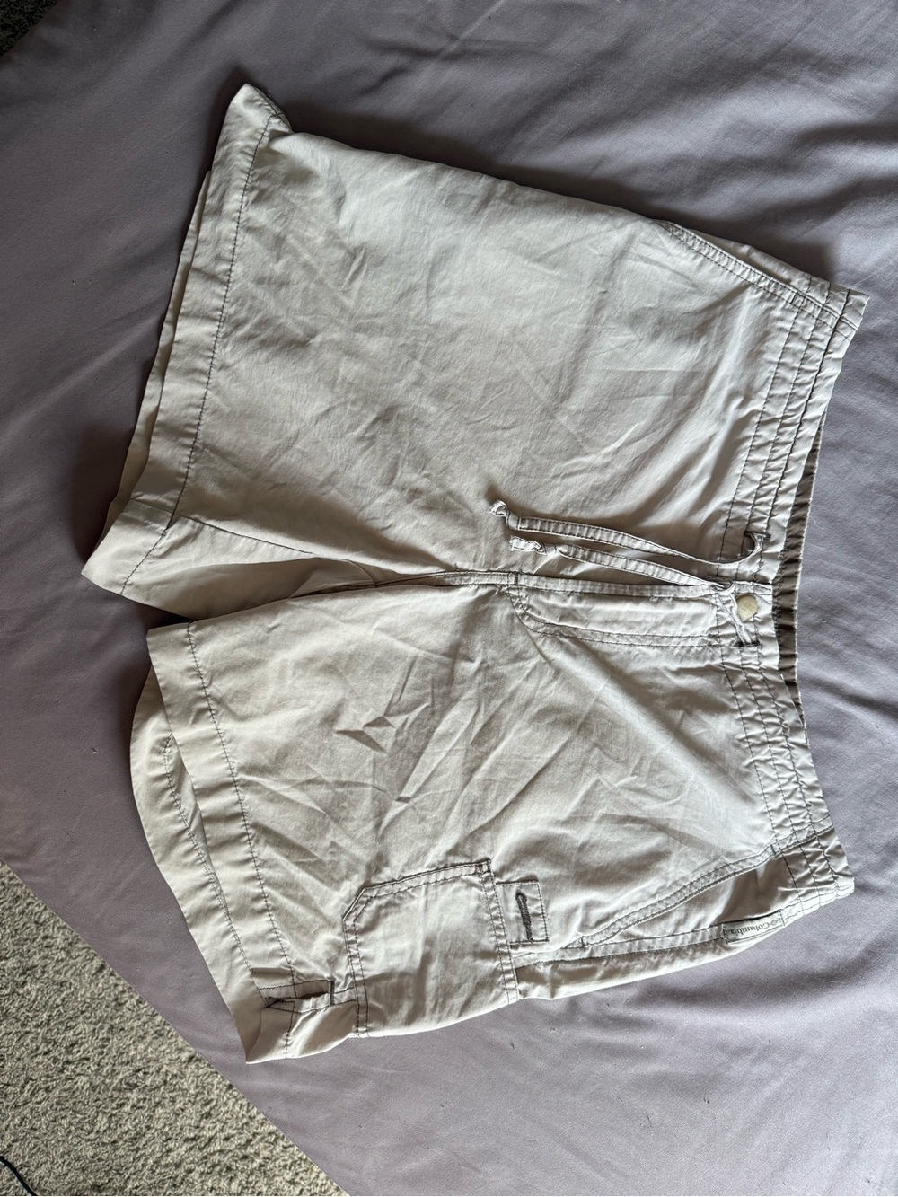 Women’s Casual Light Tan Cargo Shorts with Drawstring Waist